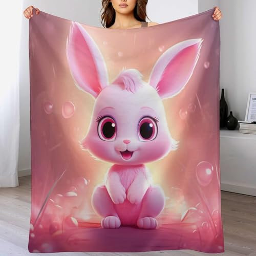 AAPZY süßes Kaninchen Kuscheldecken,Decke, 3D-Digitaldruck Kuscheldecke, Flannel Decke, Weich Wohndecke, Sofadecke Decke Für Kinder Jungen Erwachsene （180×200cm）