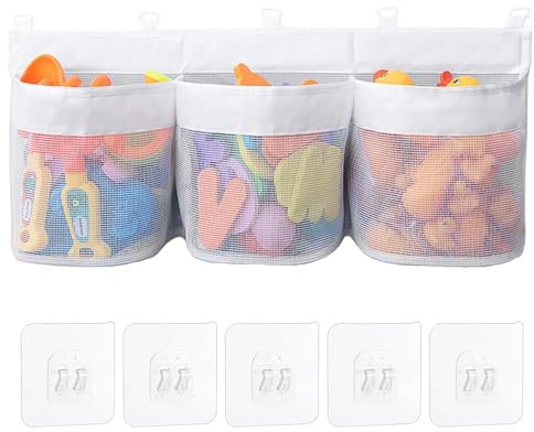 Badewanne Netz Für Badespielzeug Aufbewahrung, Badewannenspielzeug Aufbewahrungstasche, Badewannenspielzeug Mesh Tasche, 3 Fächer, Großes Fassungsvermögen, Für Bad, Schlafzimmer, Wohnzimmer, Balkon