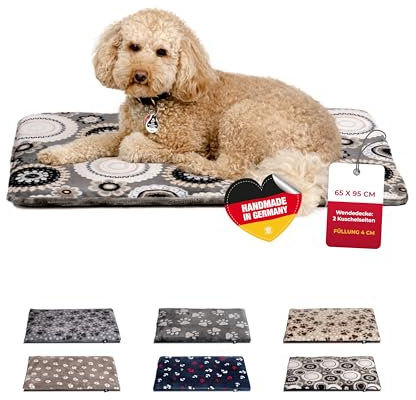 HS-Hundebett® Hundedecke M (65x95 cm) – Wendbar & gemütlich Dank 3 cm Füllung – Perfekt fürs Sofa, Auto & Hundebox – Mandala Anthrazit, Made in DE