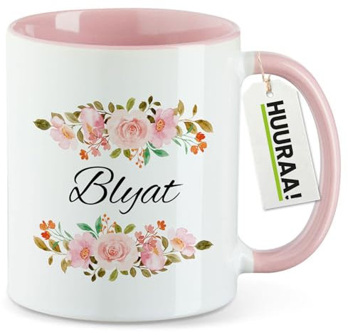 Huuraa Motivtasse Blyat russisch Blumen Geschenk 330ml Rosa Blyat Souvenir