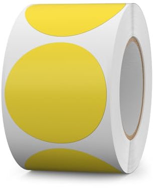 FINDAT Gelb Selbstklebend Etiketten 50 mm Rund Vinyl Rolle Wasserdichte Klebeetiketten Universal Aufkleber für Büro DIY Umzug Lagerregale 500 Stück