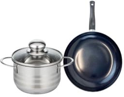 ELO 9709550 Batterie de cuisine 2 pièces, Ensemble de 1 Poêle de cuisson 20 cm et 1 faitout 16 cm Elo Prima Brillant, inox, induction