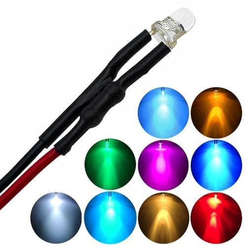 3mm 20cm Pre Wired LED Round Light Lamp Bulb Chip Beads Cable DC 3V DC 12V DC 24V White Warm Red Green Blue Yellow Emitting Diodes DIY,Colorful Flash Mob,24V 5pcs