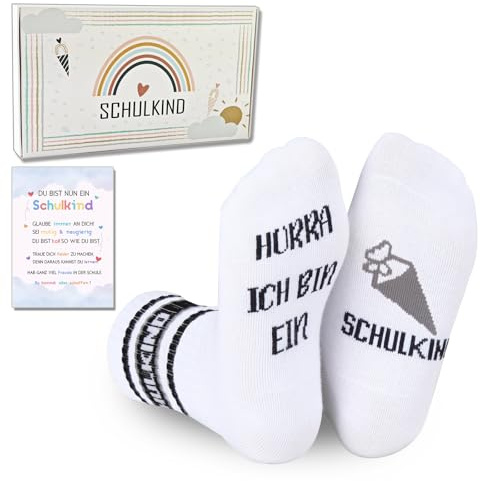 ENSTAB Schulkind Socken Baumwolle Schulkind 2026 Einschulung Geschenk Lustige Schultüte Füllung Schulanfang Geschenk