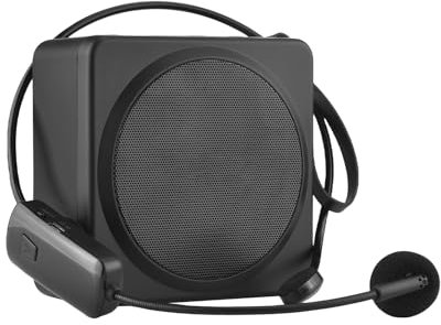 Matybobe Voice Verstärker UHF Tragbare Megaphon -PA -System Wireless Headset Mikrofon 50 Auswahlbare Kanäle Verstärker Lehrer -Reiseleiter Besprechung Sprecher Schwarz