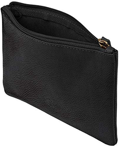 Wildery kleine Banktasche aus echt Leder Bankmappe mit Reißverschluss Geldmappe in schwarz braun crunch (Schwarz)