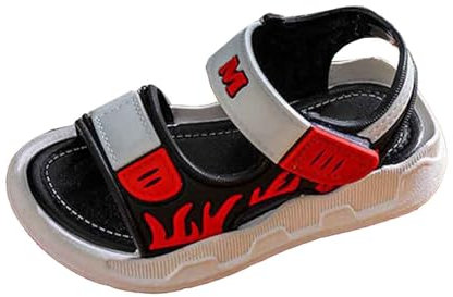 Claquette Bebe Garcon, Antidérapant Confortable Sandalette Outdoor Respirantes Sandales Été Randonnée Réglable Claquette Sport Plage Chaussure, Red, 22