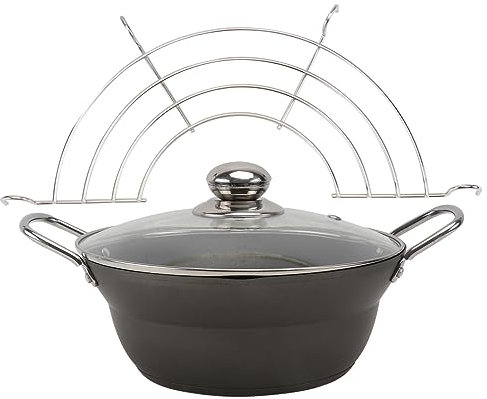 WOTZOV Set Bratpfanne Mini-Wok Pfannkuchenpfanne Edelstahl-Fritteuse Eisen-Hähnchenfritteuse Eierfritteuse Omelettpfanne Schwarzer Edelstahl-Abfluss Tragbare Fritteuse