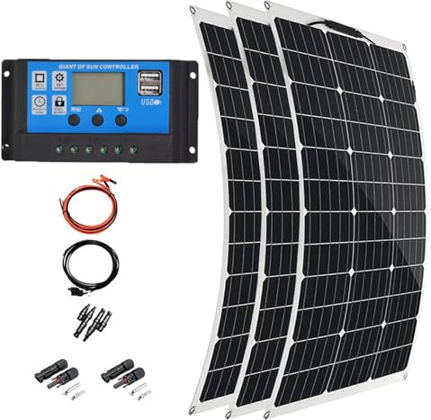 EpyGnom 300W 12V Kit Panel Solar Flexible Placa Solar 40A Controlador de Cargador Módulo Fotovoltaico para Baterías 12V/24V Autocaravana Caravana Barco Yate Automóvil 3 * 300W