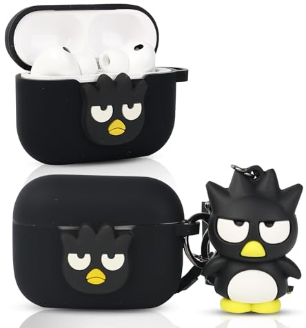 LEWOTE Kompatibel mit Apple Airpods Pro 3 Case schützende lustige Nette Slim Cartoon Cover Abdeckung mit Doll Schlüsselbund (Black Bird)