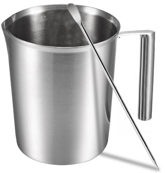 Ziyonix 1000 Ml Jarra de Espuma de Leche de Acero Inoxidable, Jarra Medidora de Acero Inoxidable Jarra con Vaso Mmedidor de Líquidos acero inoxidable para Cafe Latte Espumar