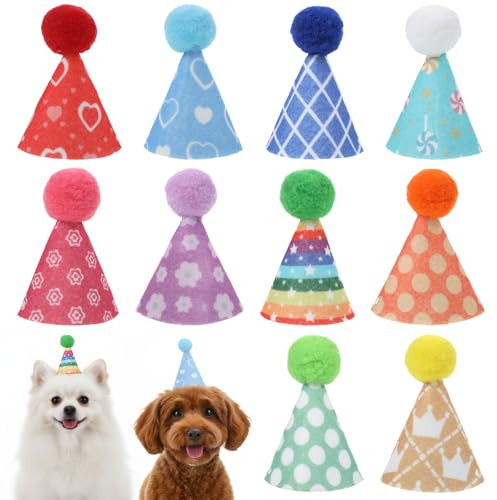 Tucnoeu 10pcs Partyhüte, Partyhüte für Kuscheltiere, Kleine Party hüte Kuscheltiere, Perfekt für Geburtstagsfeiern, Kinder und Erwachsene