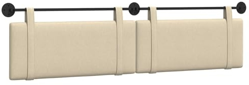 vidaXL Hängendes Kopfteil Creme Stoff, Schlafzimmer Deko, moderner rechteckiger Wand-Headboard, kompakt, stilvolle Bettwäsche für Luxus-Schlafbereich