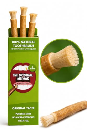 The Original Miswak 3 Pack by Branch Brush Traditional Chew Sticks | Natural Miswak Toothbrush, Organic Siwak Stick, Teeth Cleaning, Whitening & Fresh Breath, Meswak