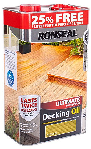 Ronseal RSLUDON4LAV Ultimate Protection Decking Oil Natural, Clear, 5 Litre