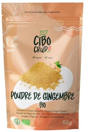 Zenzero in Polvere Biologico e Crudo - 150g. Polvere di Zenzero Bio Secco per The o Tisane oppure Spezia da Usare in Cucina da Coltivazione Biologica. Organic Ginger.