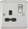 KNIGHTSBRIDGE CL7BC 13A 1G DP Switched Socket with Black Insert-Rounded Edge Brushed Chrome