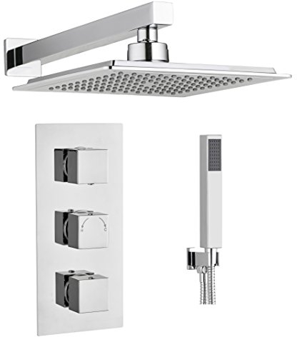 Quadratisch verdeckter Thermostatische Duscharmatur, 3 Griff 2 Wege Overhead regen Drench Kit