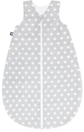 Julius Zöllner Sommerschlafsack, 0,5 TOG, waschbar bei 60°C, Made in Germany, Oeko TEX Standard 100, Sterne grau, Gr. 90