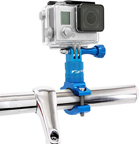 MyGadget Action Cam Fahrradhalterung 360° Metall - Fahrrad Motorrad Rohr Lenkerhalterung Halterung Kompatibel mit u.a. GoPro Hero 13 12 11 10 Xiaomi Yi - Blau