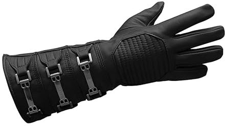 Urban Buck Cosplay-Handschuhe für Herren, aus echtem Leder, lang, normale Passform, verschiedene Schnallen, Kostüm-Handschuh, XX-Large