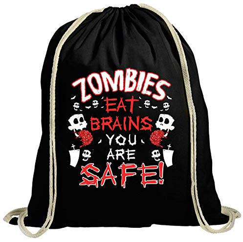 ShirtStreet Halloween natur Turnbeutel Rucksack Gymsac Zombies Eat Brains - You Are Save, Größe: onesize,schwarz