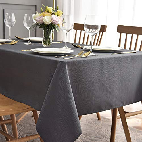 maxmill Jacquard-Tischdecke, Wirbelmuster, auslaufsicher, knitterfrei, schwer, weich, für Küche, Esszimmer, Tischdekoration, Outdoor, Picknick, rechteckig, 132 x 178 cm, Anthrazit