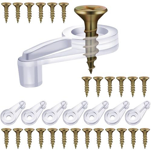 50 Pack Glass Retainer Clips Kit, Cabinet Glass Clips 4 mm Glass Clip with Screws for Fixing Glass Cabinet Doors (Transparent with Gold Screw)