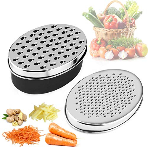 KAPIKASON Rallador De Queso con Contenedor de Ahorro de Alimentos y Tapa de Frutas y Verduras(Negro)
