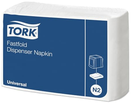 Tork 10933 Fastfold Spenderserviette, Universal, Weiß, 1-lagig, 30cm Länge entfaltet, 300 Stück