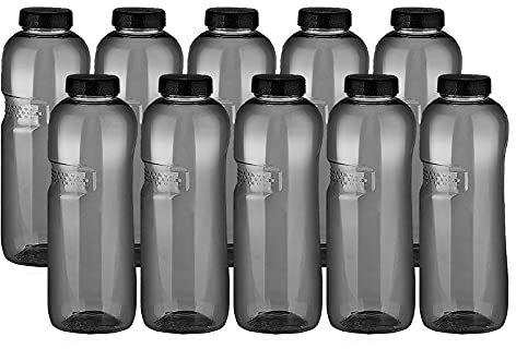 Kavodrink 10 x Tritan Trinkflasche 0,75L Wasserflasche schwarz Sportflasche BPA frei Flasche 750ml