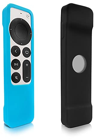 SourceTon Schutzhülle für 2021 Apple TV 4 K 6. Generation, 2 Stück Silikonhülle, rutschfeste, langlebige Silikon-Schutzhülle (schwarz und blau)