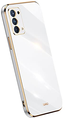 KEYYO Schutzhülle für Oppo A54 5G | A74 5G, weiche TPU-Silikonhülle, vergoldeter Rand, ultradünn, Weiß
