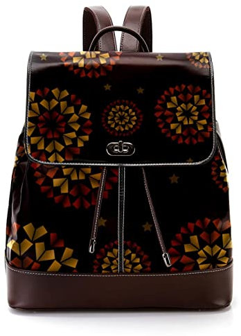 Damen Mode Rucksack afrikanische Karte Stämme Kultur Weich Kunstleder Klappe Umhängetasche College Schule Reisetasche, Mehrfarbig 12