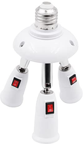 WANGCL 3 in 1 Adjustable E27 to E27 Base Light Bulb Adapter AC 220V Light Socket Splitter with Switch