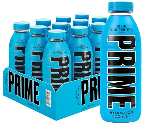 PRIME Hydration Blue Raspberry | Sports Drink | Electrolyte Enhanced for Ultimate Hydration | 250mg BCAAs | B Vitamins | Antioxidants | 720mg Electrolytes | 10.5% Coconut Water | 500mL Bottle |12 Pack