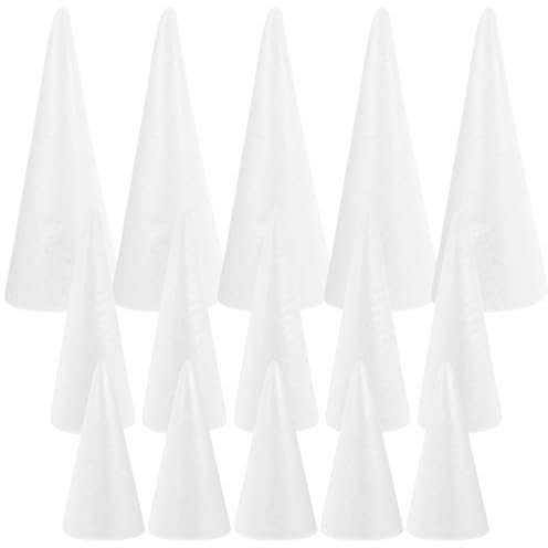 OUNONA 15st Schaumkegelform Kinder DIY Partydekorationen Weihnachtsbaum-schaumkegel Kegelhandwerk Bastelt Schaumstoffbälle Bastelschaumkegel Formen Schäume Weiß Blumenarrangement Handbuch