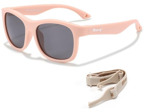 Maesy Kinder Sonnenbrille Polarisiert 400 UV400 1–3 Jahre, Luca | Flexibler Rahmen mit elastischem Band, Eckig, Gläser Kat. 3
