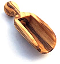 Mini Salt Scoop Length 6 cm Spice Scoop Wooden Scoop Dosing Spoon Round Handle Handmade Olive Wood