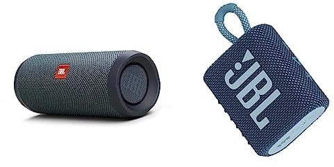 JBL Flip Essential 2 Bluetooth Box in Schwarz – Wasserdichter & GO 3 kleine Bluetooth Box in Blau – Wasserfester