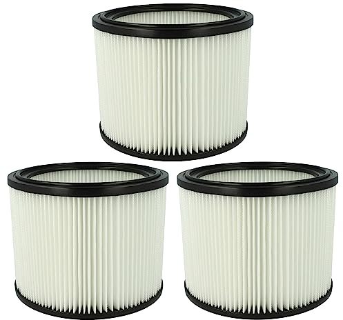 vhbw 3x Filterelement kompatibel mit WAP Aero 400, 440, 25-11, 25-21, 30-2M PC, 5 Gallon, 26 Nass-/Trockensauger - Feinstaubfilter, Papier/Gummi