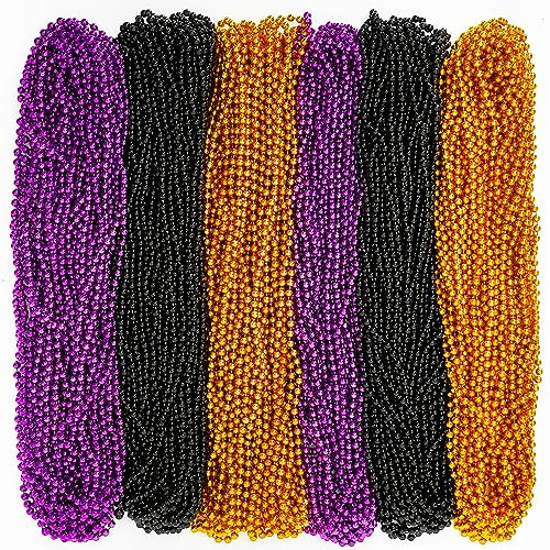 EOBOH 100PCS Halloween Beads, Purple Black Orange Bead Party Favors, 33 Halloween Toy Necklaces Accessories, Festival Parade Throw Accessories for Trick or Treat Decorations