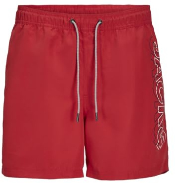 JACK & JONES Herren Jpstfiji Jjswim Double Logo Sn Ly Shorts, True Red, M