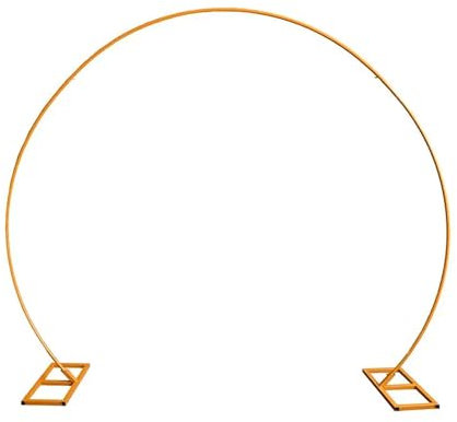 Trimming Shop Gold Round Arch Stand 2.6m x 2.2m Party Background Decoration Metal Arch Backdrop Stand Circle Garden Arbors for Wedding Reception Valentines Baby Shower Engagement Birthday Decor