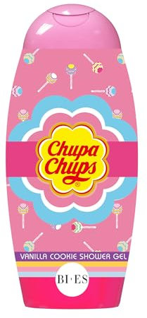 Chupa Chups Vanilla Cookie Shower Gel for Kids & Adults – Paraben-Free Moisturising Shower Gel with Glycerin, Softens & Hydrates Skin, Sweet Vanilla Scent, Gentle on Sensitive Skin, Ages 3+, 250ml