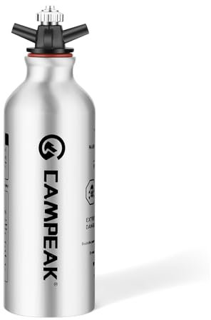 CAMPEAK Portable liquid Fuel Bottle 0.5L for Outdoor Camping with Safety Valve