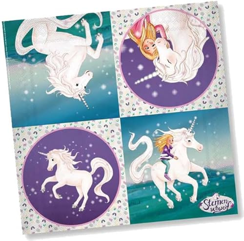 20 Servietten * STERNENSCHWEIF * für Kindergeburtstag und Mottoparty | Napkins aus Papier, 33x33cm | Laura Mädchen Pferde Einhorn Kinder Party Geburtstag