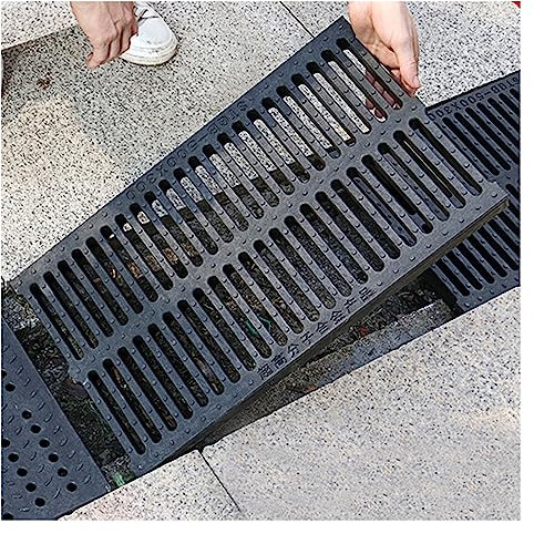 Trincea di drenaggio del Cortile - Canale di Scarico con griglia, Griglia di Scarico in Resina, Copertura per pozzetto, Copertura per grondaia per Garage (50x30x3 cm)