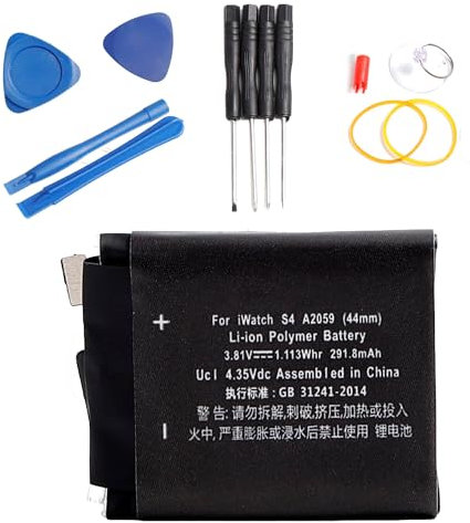 PONDWAY S4-44mm 291.8mAh 3.81V Batería de Repuesto Compatible con Apple Watch Series 4 A2059 A1976 Compatible con IWatch S4 4th Generación Li-Ion Polymer Reemplazo de Batería Replacement Battery