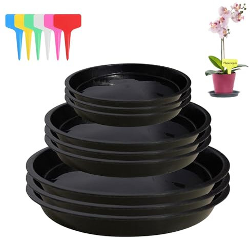 Blumentopf Untersetzer 9 Stück Blumenuntersetzer Rund Kunststoff Untersetzer Blumentopf Pflanzenuntersetzer Topfuntersetzer Pflanzen untersetzer mit Pflanzenetiketten